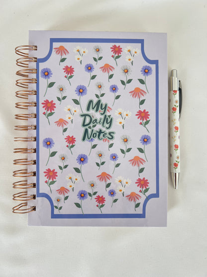 Carnet de notes motif fleurs de printemps